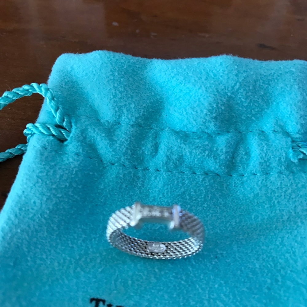 Tiffany & Co Somerset Silver mesh ring w/diamonds - Picture 7 of 7